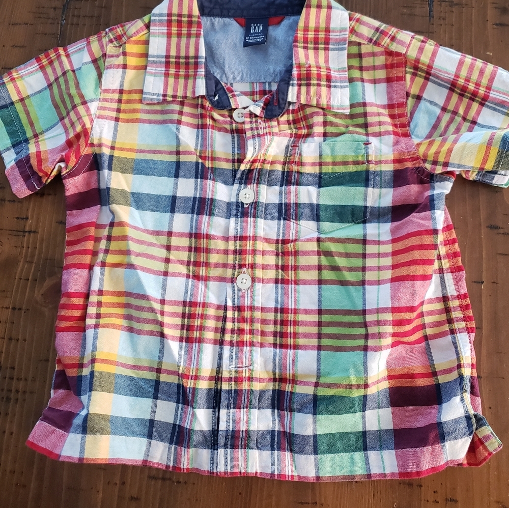 Baby Gap Short Sleeve Button Down shirt 12-18mo baby boy